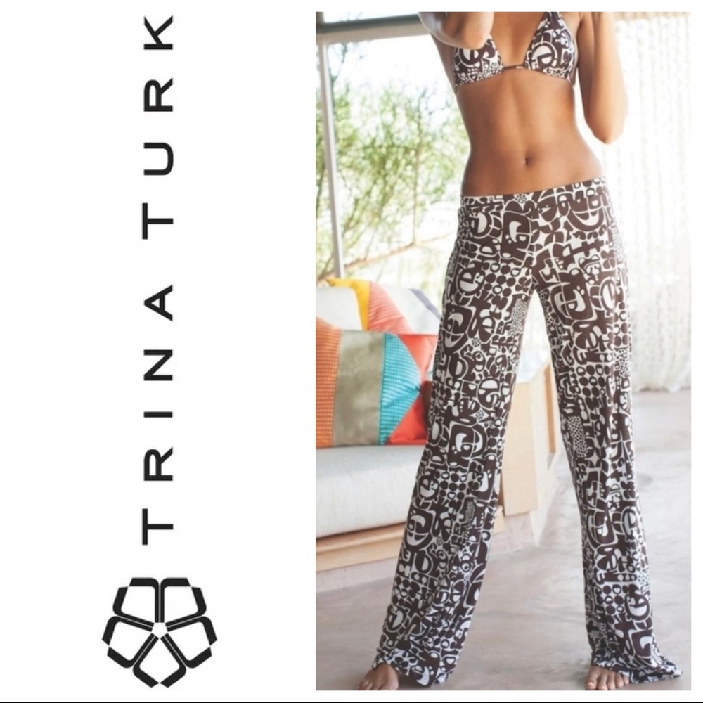 Trina Turk Set - Pants and Bikini Top Small 🤎🤍 Palm Desert Print